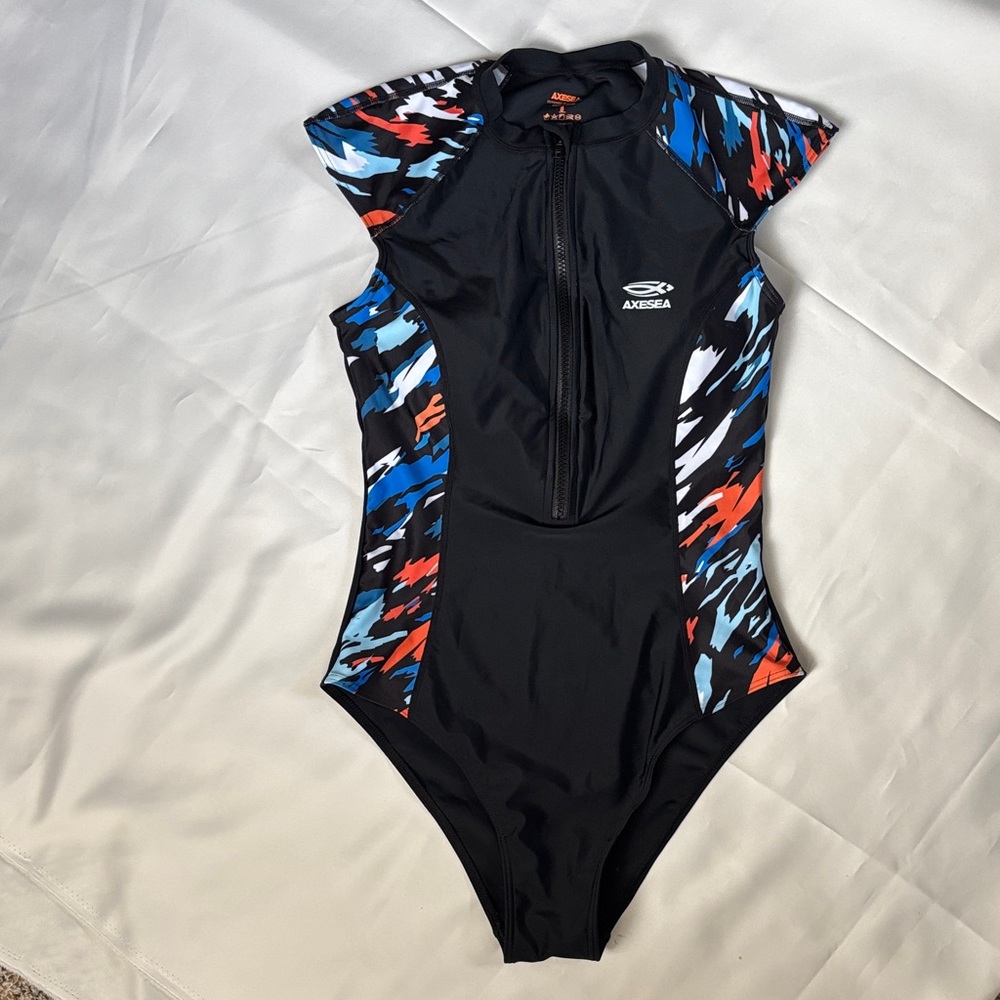 Axesea Black and Multicolor Swimsuit SZ 8